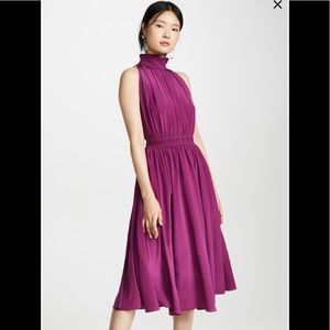 Edition 10 High Neck Silk Dress in Grape Royale